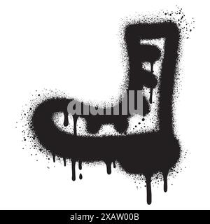 shoe logo in urban graffiti style with black spray paint. vector illustration. Stock Vector