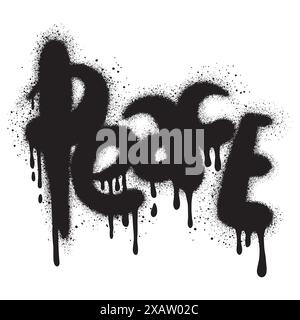 graffiti peace text sprayed in black over white. Stock Vector