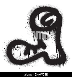 shoe logo in urban graffiti style with black spray paint. vector illustration. Stock Vector