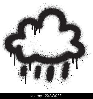 Spray Painted Graffiti cloud icon Sprayed. graffiti cloud icon with over spray in black over white. Vector illustration. Stock Vector