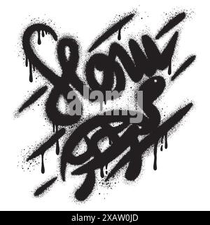 graffiti slow text sprayed in black over white. Stock Vector