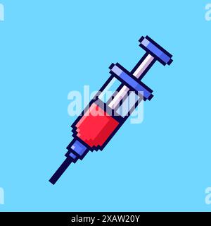 Vector Illustration of Injection medical with Pixel Art Design, perfect for game assets themed designs Stock Vector