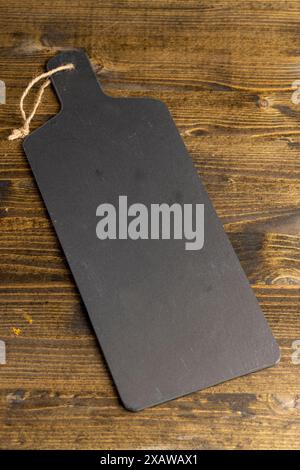 black slate close-up, black slate surface for serving Stock Photo