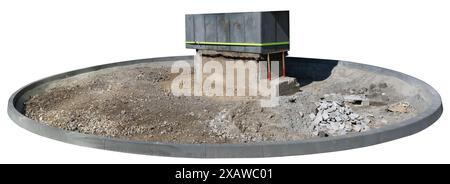 Construction site for installation of urban sculpture. Isolated on white Stock Photo