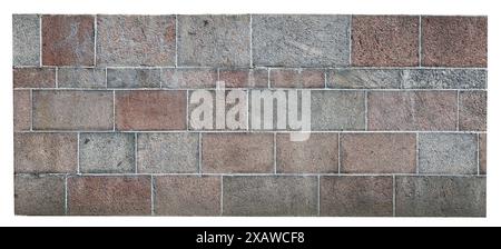 Fence made of large rectangular granite blocks. Isolated on white Stock Photo