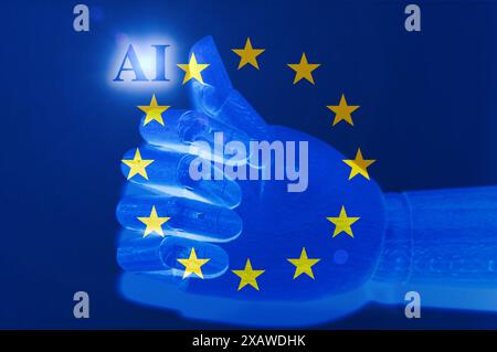 AI regulation symbol. Concept words AI artificial intelligence regulation robot hand . Business AI artificial intelligence regulation concept in Europ Stock Photo