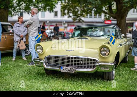 Ford Thunderbird 1957 at Swedish National day celebration in the Olai Park. This day coincides with the Motor historic day in Sweden Stock Photo