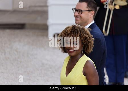 Paris, France. 8th June, 2024. White House spokesperson, Karine Jean-Pierre   French President Emmanuel Macron and his wife Brigitte Macron host US President Joe Biden and his wife Jill Biden for a state dinner on June 8, 2024 at Elysee presidential palace in Paris, France. Credit: Bernard Menigault/Alamy Live News Stock Photo