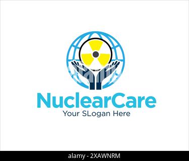 nuclear care research in the world logo designs for medical service Stock Vector