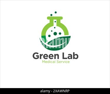 green lab with leaf and bottle lab logo designs for traditional medicine logo Stock Vector