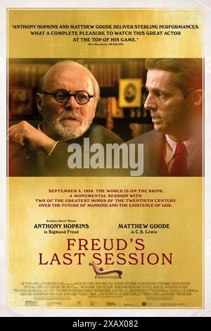 Freud's Last Session (2023) directed by Matt Brown and starring Anthony Hopkins, Matthew Goode and Liv Lisa Fries. Freud invites C.S. Lewis to debate the existence of God, his unique relationship with his daughter and Lewis' unconventional relationship with his best friend's mother. US one sheet poster ***EDITORIAL USE ONLY***. Credit: BFA / Sony Pictures Classics Stock Photo