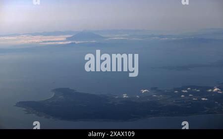 coast of Bōsō Peninsula and the far view of Mt Fuji. Stock Photo