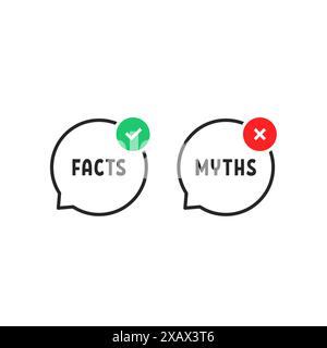 facts vs myths bubble like popup icon Stock Vector
