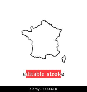 minimal editable stroke france map icon Stock Vector