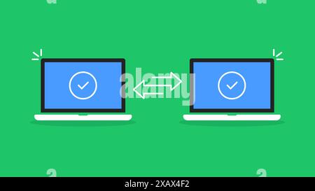 cartoon laptops like easy data file transfer Stock Vector