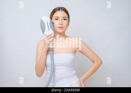 Brightening Skin Laser IPL (Intense Pulsed Light) Photofacial Treatment isolated white background Stock Photo