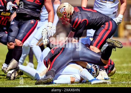 Berlin, Deutschland . 09th June, 2024. Berlin Thunder, GER, Berlin Thunder vs. Fehervar Enthroners, American Football, Saison 2024, European League of Football, ELF, Week 3, 09.06.2024, Foto Credit: Eibner-Pressefoto/Alamy Live News Stock Photo