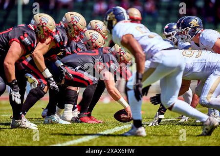 Berlin, Deutschland . 09th June, 2024. Berlin Thunder, GER, Berlin Thunder vs. Fehervar Enthroners, American Football, Saison 2024, European League of Football, ELF, Week 3, 09.06.2024, Foto Credit: Eibner-Pressefoto/Alamy Live News Stock Photo