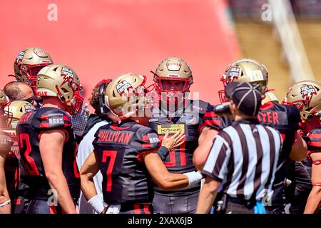 Berlin, Deutschland . 09th June, 2024. Berlin Thunder, GER, Berlin Thunder vs. Fehervar Enthroners, American Football, Saison 2024, European League of Football, ELF, Week 3, 09.06.2024, Foto Credit: Eibner-Pressefoto/Alamy Live News Stock Photo