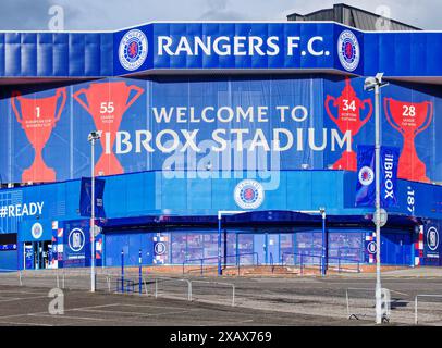 Glasgow, UK, June 9th 2024, Rangers football stadium entrance in Ibrox Stock Photo