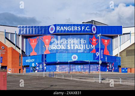Glasgow, UK, June 9th 2024, Rangers football stadium entrance in Ibrox Stock Photo