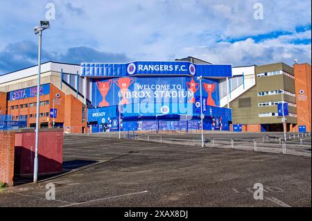 Glasgow, UK, June 9th 2024, Rangers football stadium entrance in Ibrox Stock Photo