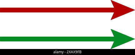 Long horizontal arrow. Red, green straight arrow to the right. Vector icon. Stock Vector