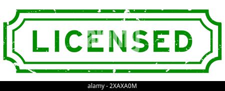 Grunge green licensed word rubber seal stamp on white background Stock Vector