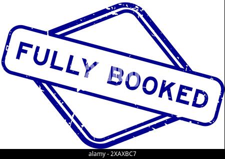 Grunge blue fully booked word rubber seal stamp on white background Stock Vector