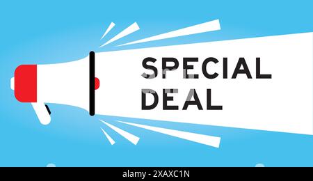 Color megaphone icon with word special deal in white banner on blue background Stock Vector