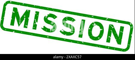 Grunge green mission word square rubber seal stamp on white background Stock Vector