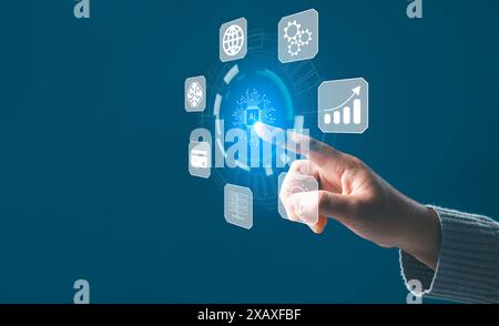 Implementing AI technology in business strategy led to significant improvements in security, efficiency, and marketing solutions through advanced auto Stock Photo