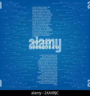Abstract technological blue background with elements of the microchip. Circuit board background texture. Vector illustration. Stock Vector