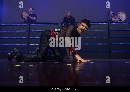 Palencia, Spain. 08th June, 2024. Spanish singer Rodrigo Cuevas performs during a concert at the Palencia Sonora Music Festival on June 8, 2024. (Photo by COOLMedia/NurPhoto) Credit: NurPhoto SRL/Alamy Live News Stock Photo