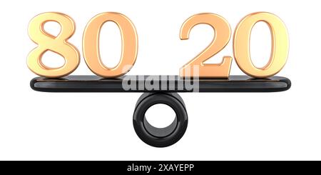 80 on 20 efforts and results. Pareto principle, concept. 3D rendering isolated on white background Stock Photo