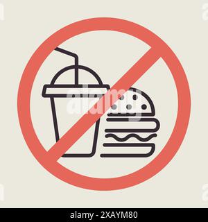 No fast food and drink vector icon. Graph symbol for fitness and weight loss web site and apps design, logo, app, UI Stock Vector