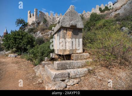 Few from simena castle to the kekova coast. Stock Photo