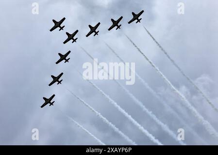 Montreal, Canada. 09th June, 2024. Grid atmosphere - air display. 09.06.2024. Formula 1 World Championship, Rd 9, Canadian Grand Prix, Montreal, Canada, Race Day. Photo credit should read: XPB/Alamy Live News. Stock Photo