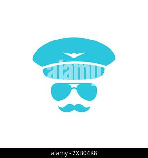 Flight captain pilot avatar, Isolated on white background. From blue icon set. Stock Vector