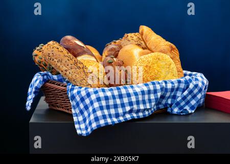 Basket with different types of bread Stock Photo
