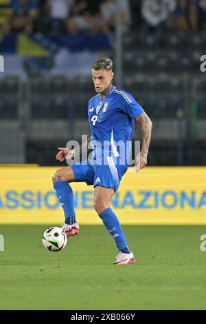 Stadio Carlo Castellani, Empoli, Italy. 9th June, 2024. International Football Friendly, Italy versus Bosnia Herzegovina; Gianluca Scamacca of Italy Credit: Action Plus Sports/Alamy Live News Stock Photo