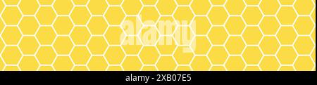 Cute honeycomb pattern with hexagon cells and yellow texture. Beehive and comb background. Flat vector illustration Stock Vector