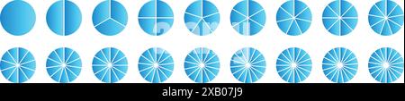 Pie chart with different segments in a circular diagram. wheel graph divided into parts and sections. Flat vector illustration isolated on white Stock Vector