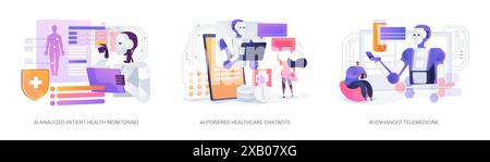 AI technology in Healthcare abstract concept vector illustrations. Stock Vector