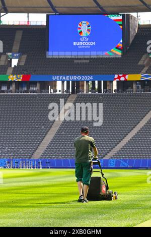 A football is seen on the field before an NCAA college football game ...