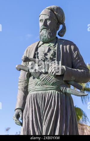 Europe, Greece, Crete, Chania. Statue of Anagnostis Mantakas, Greek freedom fighter. Stock Photo