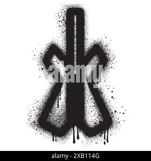 Guitar in urban graffiti style with black spray paint. vector illustration. Stock Vector