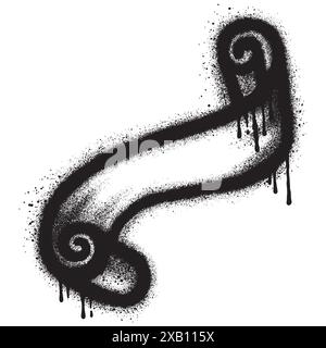 Ribbon icon graffiti with black spray paint. vector illustration. Stock Vector