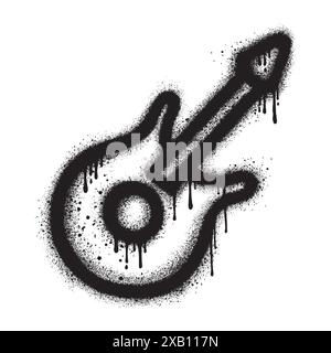 Guitar in urban graffiti style with black spray paint. vector illustration. Stock Vector