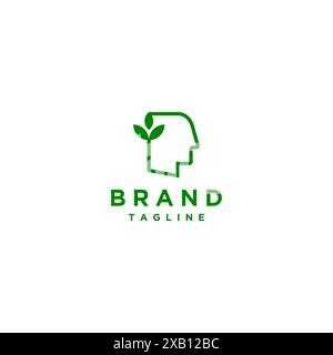 Simple Head and Leaf Icons On The Side With Minimalist Lines. Simple Outline Leaf And Person Icon Logo Design. Stock Vector